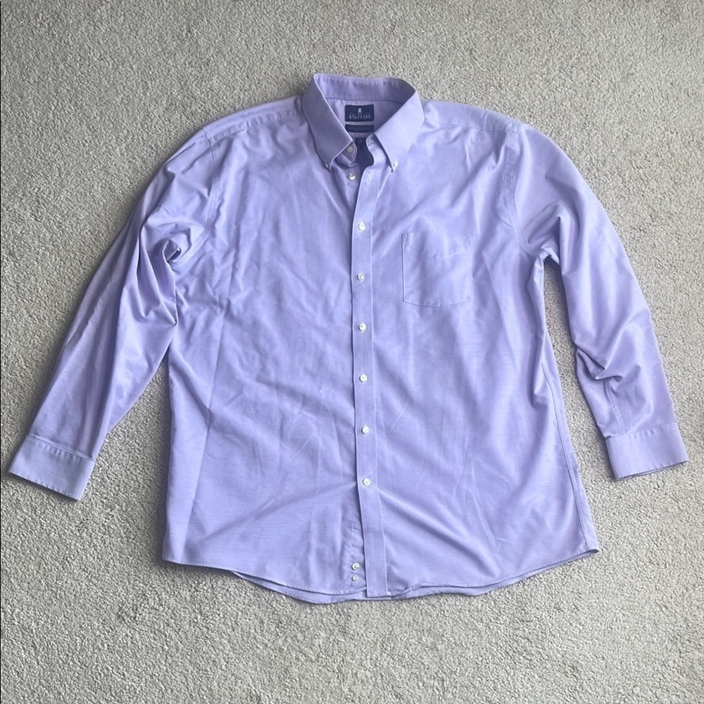 Stafford Purple Casual Button Down Shirt Cotton Blend